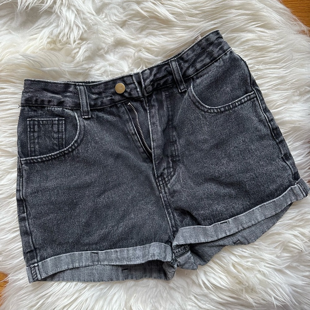 Black denim shorts